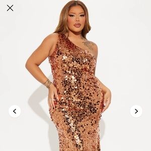 Sequin Maxi Dress - Copper